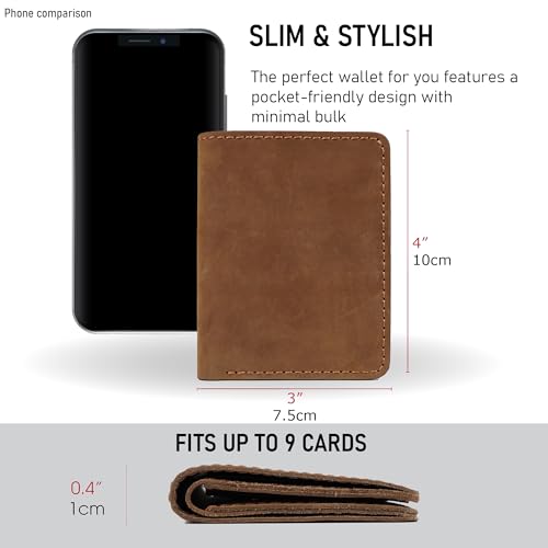 HATA Handmade Alligator Belly Wallet Men Hornback Crocodile Credit Card Premium RFID Blocking Flip ID Wallet Made by Vietnamese Craftman, Vertical - Brown - Cowhide, 4" x 3", Classic3