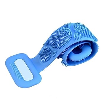 APAYA Silicone Bath Body Brush | Exfoliating Back Scrubber with Long Handle | Double-Sided Silica Gel Bath Towel for Deep Cleansing | Soft & Durable | 24 x 6 cm (Pack of 2)