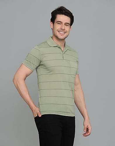 Image of INKKR Striped Polo Neck T-Shirt Dora Combo
