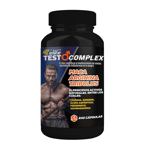 Italian Elite Testo Extreme 240 Cápsulas Maca 8000mg. Potenciador Estimulante Natural De La Testosterona Con Tribulus, Fenogreco, Zinc, Arginina, Ashwagandha, Vitaminas Y Minerales