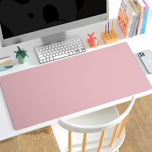 Sous-main en cuir rose premium, grand protecteur de bureau chic et étanche