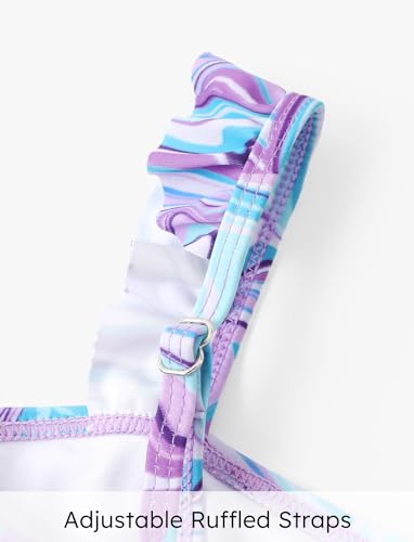 PATPAT Girl's Swimsuits 3 Piece Floral Print Ruffled Bikini Sets Bathing Suit with Cover Up Beach Skirt Summer Beachwear3