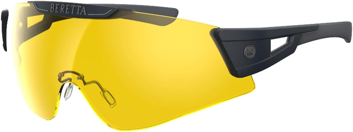 Beretta Intermask Wraparound Design Adjustable Protective Shooting Eyeglasses with Interchangeable Lenses (3 Colors per Pack)