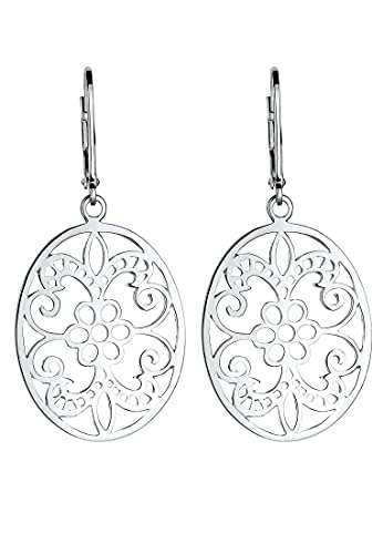 Elli Orecchini Donna Ornament Cut Out Floral In Argento Sterling 925, Argento (Silver) - 2