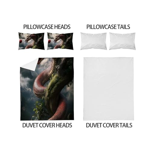 Housse de couette 260x220 serpent python 3D imprimé animaux land pour lit garçon super king - 4