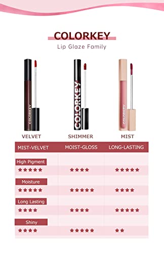 Colorkey Soft Matte Water Tint, Hydrating Glossy Lip Gloss, Long-Lasting Liquid Lipstick | Moist Fit Without Stickiness | Moisturized | Transparent | Highly Pigmented Lip Tint(P307 Aquatic Flowers) #TOP6