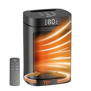 Space Heater for Indoor Use – QOWETU 1500W Electric Heaters with Thermostat, 70° Oscillation, 5 Modes, Remote, 12H Timer, Quiet Portable Heater for Office, Bedroom, Large Room