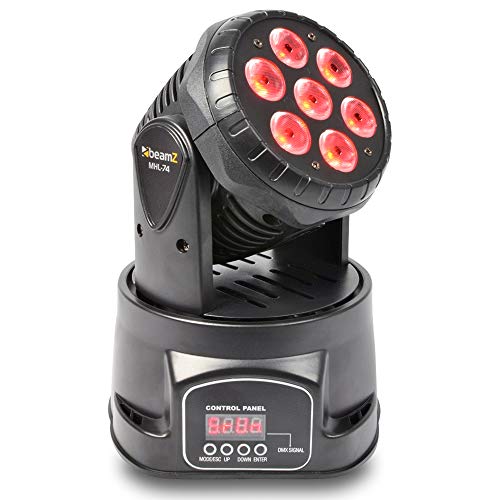 BeamZ MHL-74 LED Moving Head Wash Light 7X 10W Quad RGBW LEDs DMX Stage Lighting for Theatre, DJ Disco, Party Event & Club Performance Effects - 15° Beam Angle