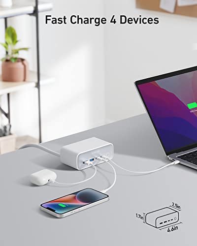 Anker 525 Charging Station, 7-In-1 Usb C Power Strip For Iphone13/14, 5Ft Extension Cord With 3Ac,2Usb A,2Usb C,Max 65W Power Delivery Desktop Accessory For Macbook Pro, Home, Office (Aurora White) #TOP1