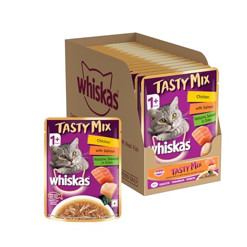Whiskas Tasty Mix Adult (1+ Year) Wet Cat Food, Chicken with Salmon Wakame Seaweed in Gravy, 70 g, Pack of 14|Made with Real Fish|Complete & Balanced Nutrition for Adult Cat (B0CP9CYBDN) Amazon Price History, Amazon Price Tracker
