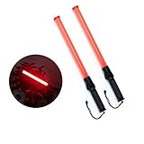 2 Pieces 21-inch Signal Traffic Safety Baton Light Traffic Control Wand 6 Red LED with 2 Flashing...