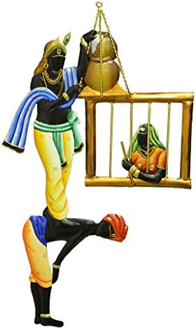 Karigaari India Wrought Iron Makkhan Chor Wall Hanging
