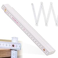 Metrie™ Zollstock – Gliedermaßstab 2m | Meterstab, Maßstab - Weiß - Duplex Teilung, Hergestellt in der EU | Robuster & Präziser Holz-Gliedermaßstab | für Handwerker, DIY | BLOCK 72-1 Stück