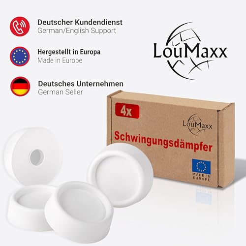 LouMaxx Schwingungsdämpfer Waschmaschine - 4er Set weiß Ø 4,5 cm - anti Vibration Waschmaschine - mit anti Rutsch Funktion für alle Waschmaschinen & Trockner