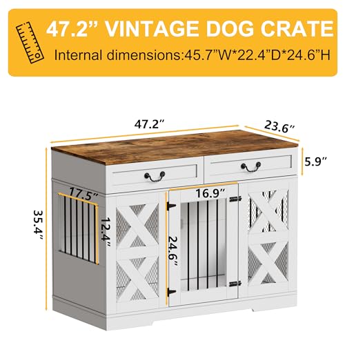 Largedogcratefurnituredogkennelwithdrawersstorageandlocks2in1cratesfordogsindoorheavydutydogcrateforonelargeor2smalldogs Urban Country Home Decor Large dog crate furniture dog kennel with drawers storage and locks 2 in 1 crates for dogs indoor heavy duty dog crate for one large or 2 small dogs urban country home decor