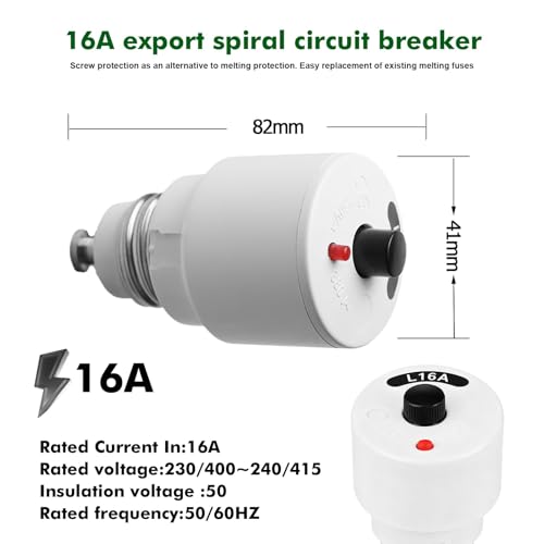GOMETY 4 Stück Sicherungs Schraubautomat 16A Schraubsicherung, 16 Ampere Sicherung Gewinde E27 Mittelträge (L-Charakteristik) Sicherung für alte Elektroverteilung, Schraubsicherungsautomat (16A)