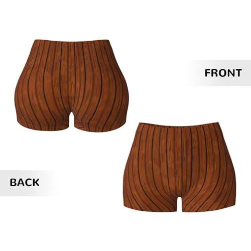 Brown Wood Pattern Pattern Sports Shorts, high Elastic Slim Fitness Pants, Suitable for Yoga/Leisure/Daily wear3