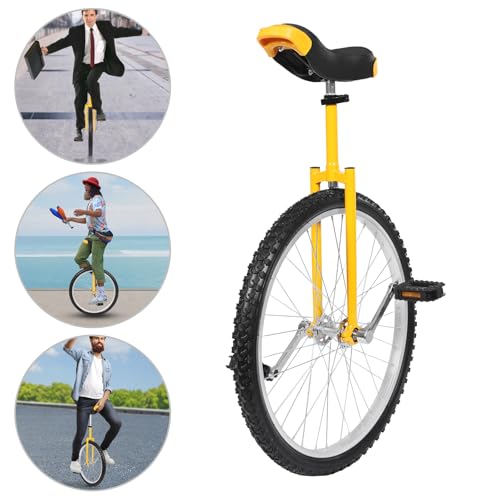 Image of DYNAMI Unicycle with Excellent Steel Frame,Leakproof Tire,Adjustable Height,Curved PU Seat,Mute Bearing,Anti-Slip Designs,for Outdoor Sports Fitness Exercise