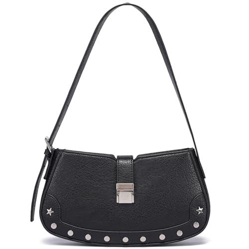 Y2K Purse Small Shoulder Bag for Women Goth Emo Punk Purse with Studded Rivet Design