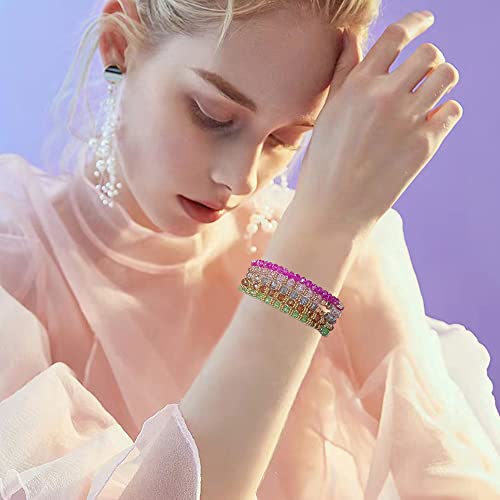 MOZAKA 26Pcs Boho Beaded Bracelets for Women Colorful Stackable Sparkly Crystal Beads Bracelets Multi-Layer Versatile Statement Bracelets Stretch Cuff Jewelry Gifts3