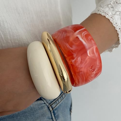 YANCHUN Acrylic Chunky Bangles Bracelets for Women Trendy Colorful Resin Bangles Chunky Bangle Cuff Irregular Wristbands Resin Jewelry Gifts3