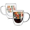 In My Auntie Era 12 Oz Double Walled Glass Coffee Mugs Best Auntie Gifts From Niece Nephew Glass Best Auntie Gift Ideas for New Aunt Auntie To Be Aunt Aunt Announcement Promoted To Aunt Pack 1