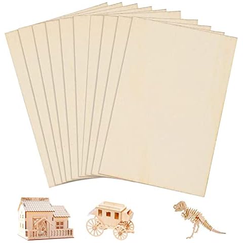 TSKDKIT A4 Plywood Sheets Basswood Sheet 2mm Craft Wood Blank Unfinished Wood Board for Craft DIY Painting Modelling Fretwork Engraved Home Decor(30 x 20cm) Cover