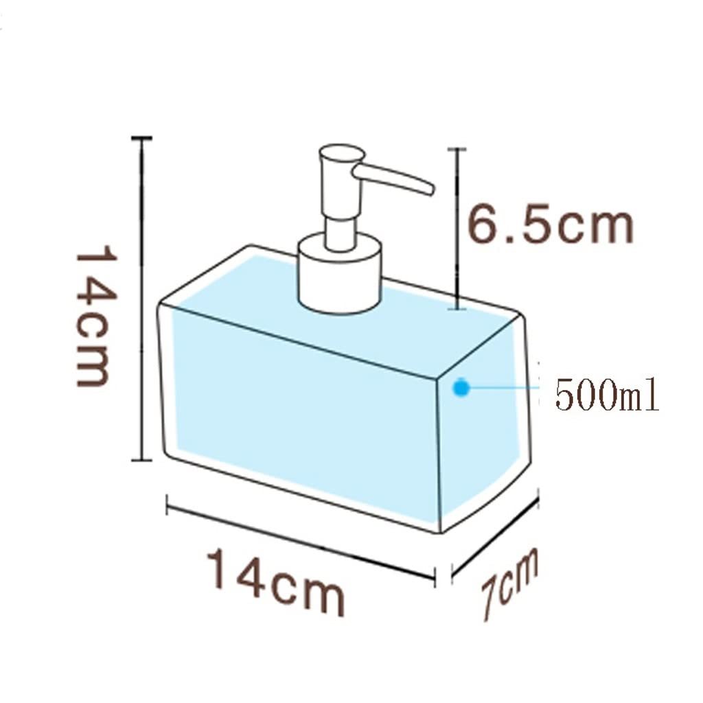 Dispensador de jabón para baño, Sencillo, Rectangular, de cerámica, portátil, para champú, loción, Accesorios de Cocina, 500 ml (Color: Gris)