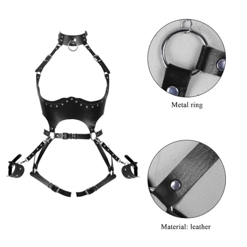 Image of Women Punk PU Leather Body Waist Belt Bodysuit Bondage Body Harness Belt Lingerie Leg Garter BDSM