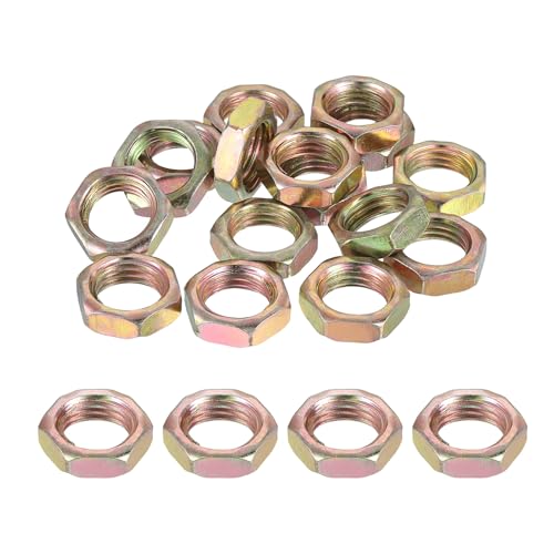 PATIKIL M14x1.5x7mm Steel Hex Nuts, 20Pcs Metric Fine Thread Carbon Steel Finished Hardware Screw Nuts Fasteners for Machinery Manufacturing Industrial Use, 19mm Width Color Zinc