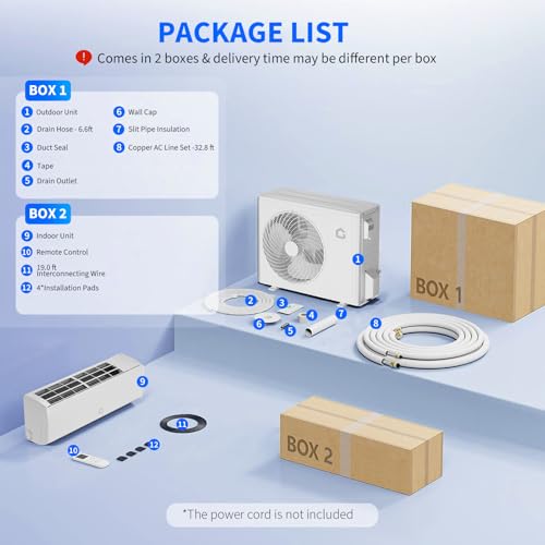 Image of Garvee 9000 BTU Mini Split Air Conditioner& Heater,WiFi Enabled, 20 SEER2 208 /230V, Cools 550 Sq.Ft, Alexa Compatible, Remote Control, Self Cleaning, Includes Installation Kit