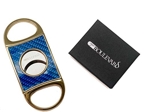 Cigar Boulevard Perfect Cigar Cutter Star Gold-Blue Carbon Fiber Body