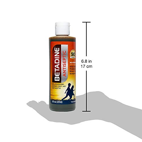 Betadine First Aid Solution 8 Fl Oz Povidone Iodine Antiseptic with No-Sting Promise (Packaging May Vary)