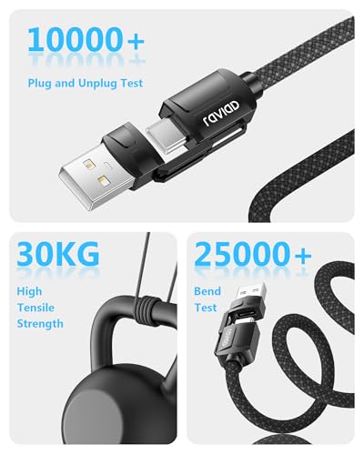 RAVIAD Multi USB Kabel, Universal Ladekabel [1M] Nylon Schnell 4 in 1 – Ansicht 5