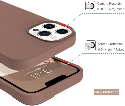 Image of Elzzi Microfiber Candy Case Compatible for iPhone 13 Pro 6.1 inch, Shockproof Slim Back Cover Liquid Silicone Case - Brown