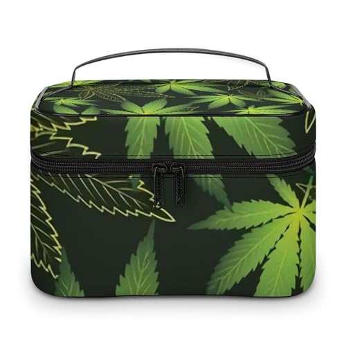 メイクボックス コスメ収納 大容量 メープル グリーン リーフ 化粧ポーチ 化粧品入れ メイク収納ケース 軽量 持ち運び アクセサリー 小物入れ おしゃれ 旅行 出張用 プレゼント
