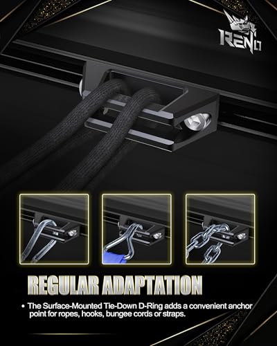Image of RENO Tie Down Anchors, Aluminum Bed Rail Cleats Compatible with Tacoma Tundra Gladiator Bed Hooks for Cargo Trailer, Replaces PT278-35160 35050 35100 35111 35112 / PT785-35050-S1 (Black,4pcs)