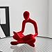 FJSPERM Red Reading Statue Decor, Modern Abstract Thinker Sculptures Decorations for Living Room, Flocked Figurine for Dining Room Office TV Stand Shelf Coffee Table Decoration, Gifts for Women