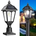 Solar Post Lights, Solar Lamp Post Light, Aluminum Solar Post Lights Outdoor with Pier Mount Base, Outdoor Post Lights for Garden Yard Landscape Outside Pole Pillar, 100 Lumens (6000K Cool White)