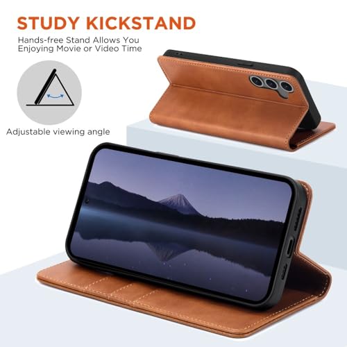 Étui cuir Samsung Galaxy A25 5G idéal pour vos déplacements professionnels marron
