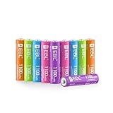 EBL 単4電池 カラフル充電式ニッケル水素1100mAh 10本入り ケース付き 使い分け簡単 繰り返し AAA 玩具フェイスシェイバー 体重計 マウス 電動歯ブラシ 電子辞書 ミニ四駆などの設備に最適 単四 防災用