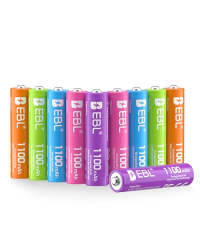 EBL AAA Akku 1100mAh, 1.2V NiMH,Wiederaufladbare AAA-Batterien Akkuboxs, Micro AAA BatterienNeue Verkaufsverpackung - 10 Stück