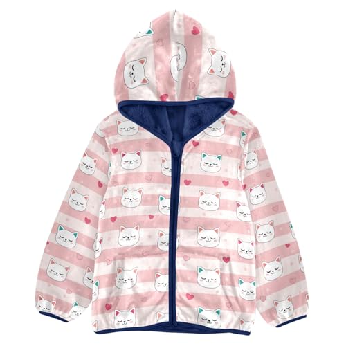 Cartoon Cat Stripe Boys Winter Coat Thick Snow Jacket for Boy 3T