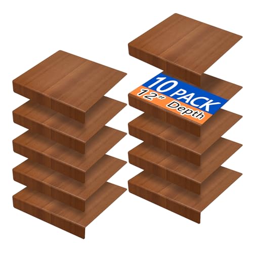 CasaDolce Heavy-Duty Wire Rack Covers, for All 12" Depth Wire Rack Covers, Upgrade Flexible Length Adjustment（Wood Brown 10 Pack）