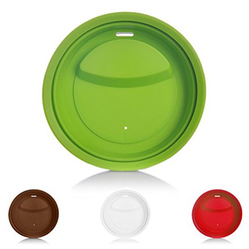 4 Pack Silicone Cup Lids, Jewelvwatchro Food Grade Coffee Mug Lid BPA Free, Anti-dust Cup Mug Covers Replacement Lids [Red Green White Coffee]