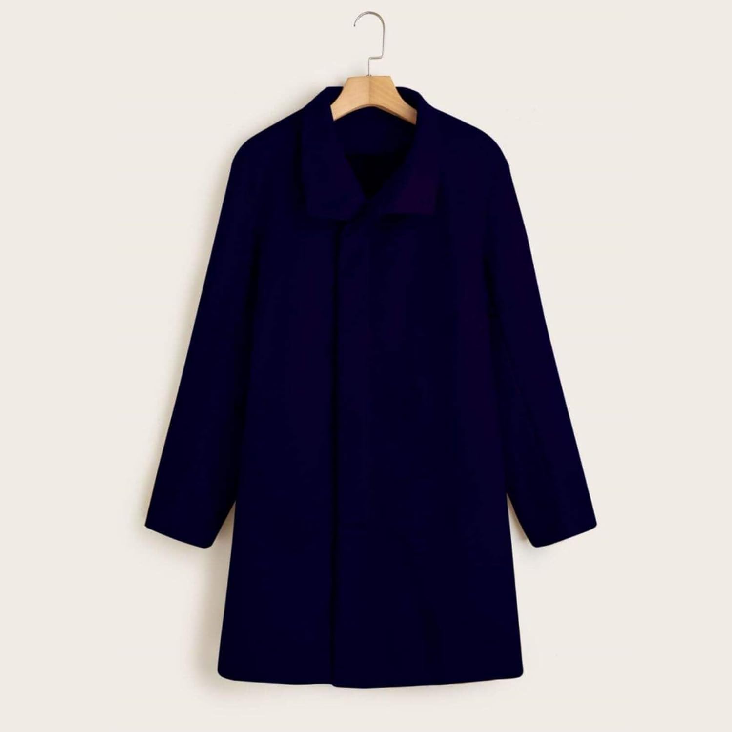 Men's Plaid Long Trench Coat Mid - Length Lapel Collar Button Down Warm Overcoat for Winter & Autumn Fashion - Image 3