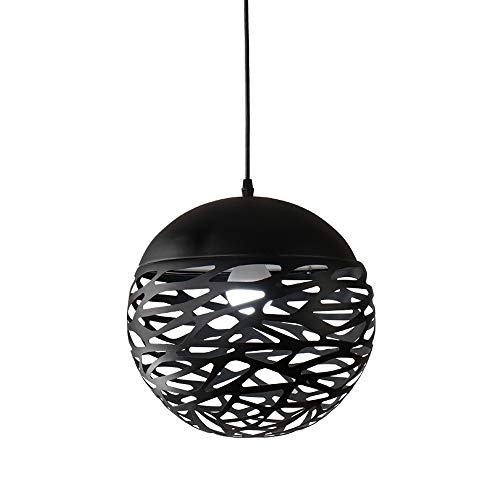 OOFAY LIGHT Moderne Boule noire Creux Lampe Suspendue E27x40Wx1 Plafond pendentif Luminaire Décoration pour Vie Chambre Restaurant Café Suspendu Plafond Lustres Art fer Traîner Lampe d'éclairage