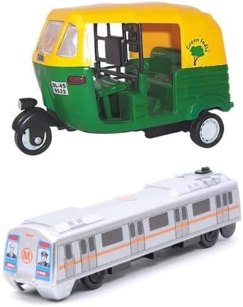 Buy Indian Auto Rickshaw and Metro Train Toy for Kids | Kids Play Auto ...