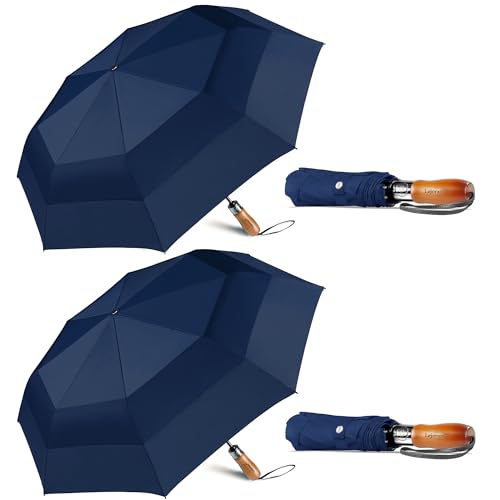 Parapluie coupe-vent double auvent lot de 2 pliable automatique