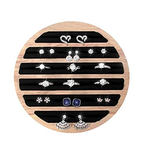 Ritte Bandeja Exhibición Madera, Bandejas Madera de Joyería, Soporte de Almacenamiento de Joyería de Inserción Redonda para Caja de Almacenamiento de Pendientes, Caja de Almacenamiento de Colgante